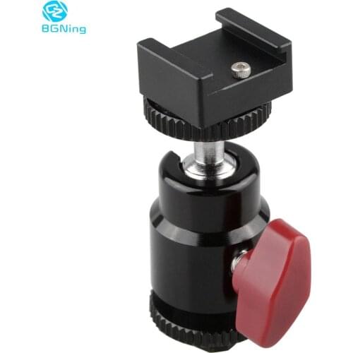 Hot Shoe Adapter 360 Degree Swivel Ball Head w Hot & Cold Shoe Base 1/4 for LCD Monitor Flash LED Light Microphone DSLR Camera