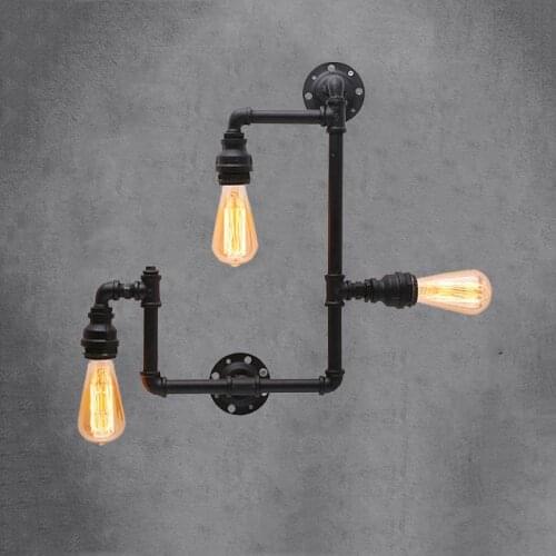 American retro loft water pipe edison decorative wall lamp restaurant bar bedroom living room cafe light industry wall sconce