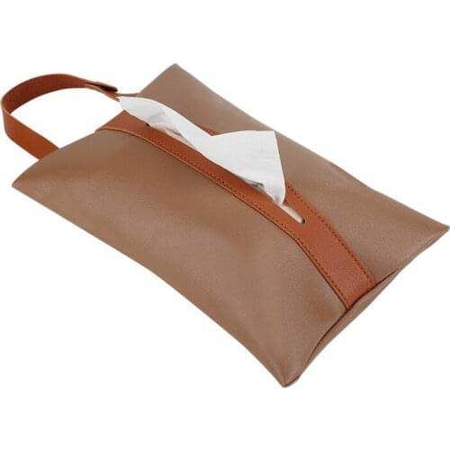 Nordic Style PU leather Car Paper Holders Hanging Portable Tissue Cover Bedroom Living Room Drawer Storage Box Napkin Cover