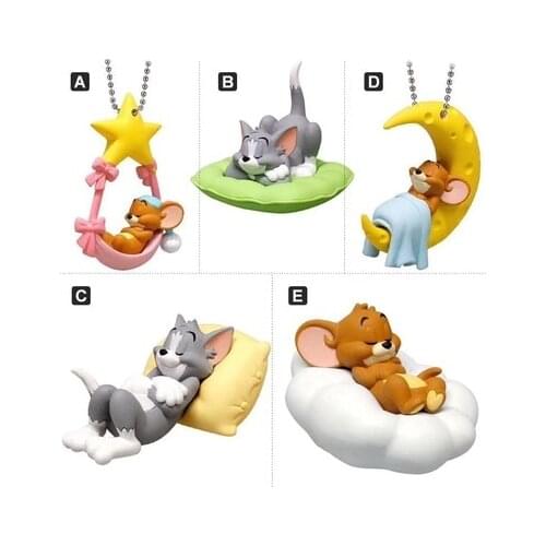 5pcs/set Tom cat toy Jerry Mouse sleeping Figure keychain