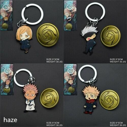 Anime Jujutsu Kaisen Itadori Yuji Gojo Satoru Keychain+Brooch Figure Model Toy Decor