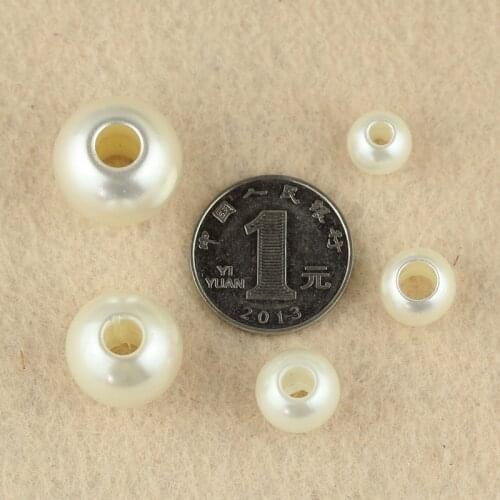 10*12/12*14/18*20mm Big Hole Beige Ball Pearl DIY Acrylic ABS Imitation Pearl Beads Used for DIY Beads for Needlework Wholsale