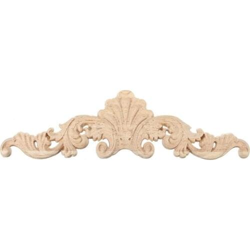 Wood Carved Corner Onlay Applique Frame Decor Furniture Craft Unpainted Type:20*5cm