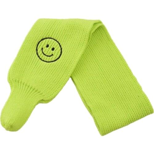 Childrens Scarf Autumn and Winter New Boys and Girls Solid Color Smiley Face Embroidery Scarf Candy Color Baby Shawl