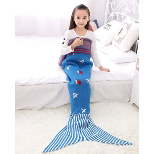 Baby Fish Tail Blanket Infant Knitted Blanket Kids Winter Thicken Warm Sofa Blanket Children Mermaid blanket Cartoon Blanket
