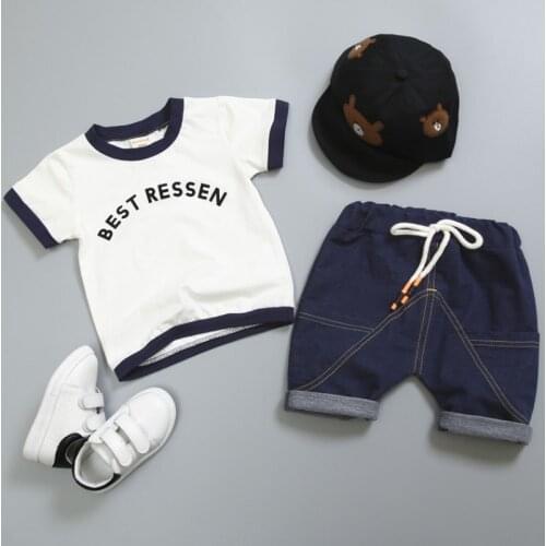 Male baby Class A cotton summer clothes 1-4 years old infant short-sleeved T-shirt kids sports two-piece childrens shorts