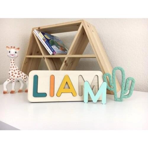 Custom Navy blue Baby Name puzzle Handmade Toy Toddler Toys Baby Name Sign Toddler Toys custom 1st Birthday Gift Wood Puzzle