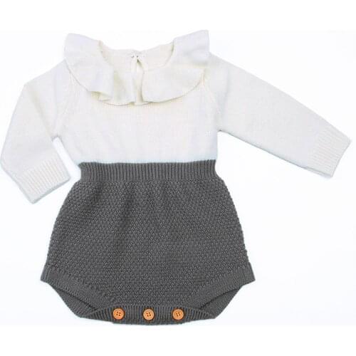 Baby Girl Bodysuits Autumn Winter Long Sleeved Knitted Crochet Bodysuit Jumpsuit Warm Newborn Infant Baby Girl Clothes Outfits