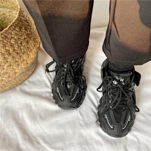 Women Dad Sneakers Platform Leather Mesh Sports Sneakers Lace Up Thick Bottom Trainers Shoes Girls Casual Sneakers Men Women