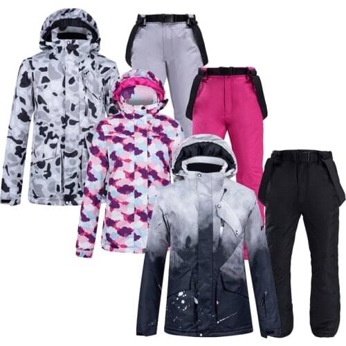 -30 Men & Women Ski Suit Set Snowboarding Clothing Ice Snow Costume Winter Outdoor Sports Outfit Waterproof Wear Jackets+Pants