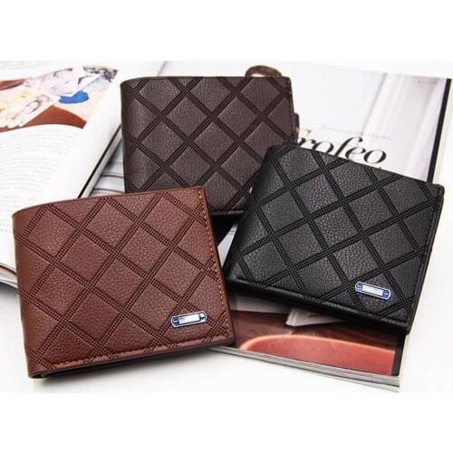 Mens Short Wallet Fashion Leisure Purses Change Wallet PU Purse