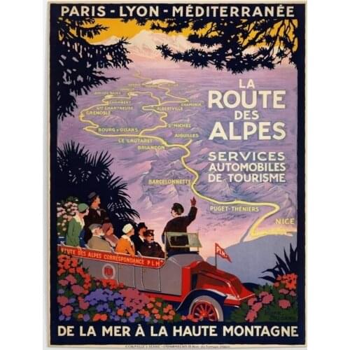 Wall Art Modular Canvas Home Vintage Route France Alpes Decor Pictures Cartoon HD Printed Paintings Living Room Artwork Framed