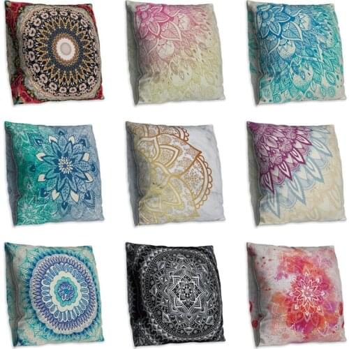 Mandala Floral Pattern Cushion Cover Double Sides Geometric Pillow Cover Home Decoration Sofa Decorative Pillowcase