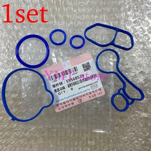 1set Original Engine Oil Cooler Repair Kits Gaskets Seals 55565385 For Chevrolet Cruze Sonic Trax Encore Astra 5566784, 55568539