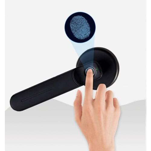 Fingerprint door lock, key, bedroom wooden door smart door lock, home office with key electronic handle fingerprint lock