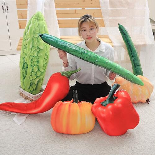 55cm-105cm Creative Simulation Vegetable Pillow Cushion Plush toys Bitter gourd cucumber pumpkin Loofah Pillow for Kids gifts
