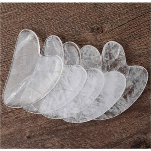 1pcsNatural quartz polished crystals healing stones clear quartz guasha board for Home Decoration