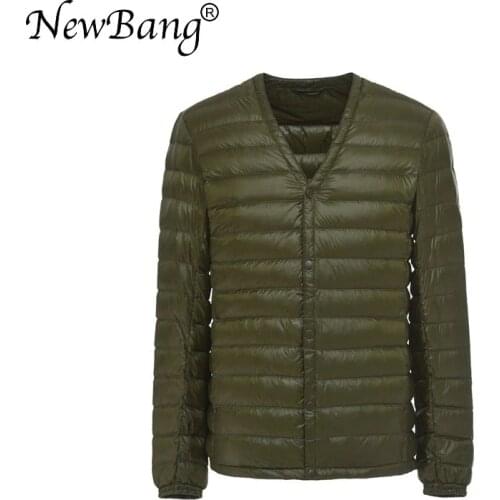 NewBang Brand Mens Down Jacket Ultra Light Down Jacket Men Slim Windproof Portable V Neck Lightweight Coat Warm Liner