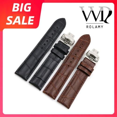 Rolamy 19mm Top Quality Black Real Calf Leather Replacement Watch Band Strap Bracelet For Tissot PRC200 T17 T461 T014430 T014410