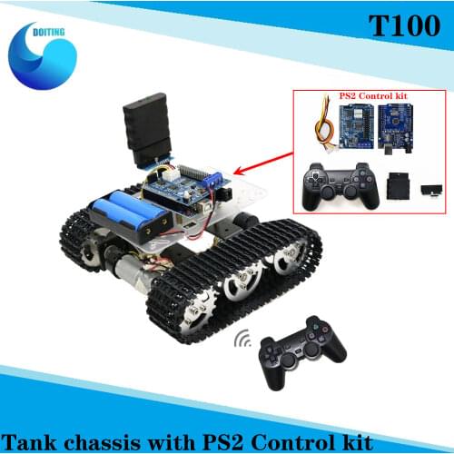 Handle/Bluetooth/WiFi RC Control Mini T100 Robot Tank Chassis Car Kit for Arduino with UNO R3, 4 Road Motor Driver Board, WiFi