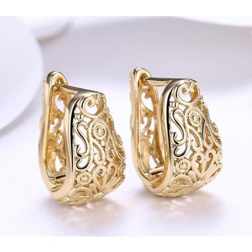 Hollow Geometric Pattern Earrings Creative Flower Gold Color Earrings For Women Earing Jewelry Earings Kolczyki