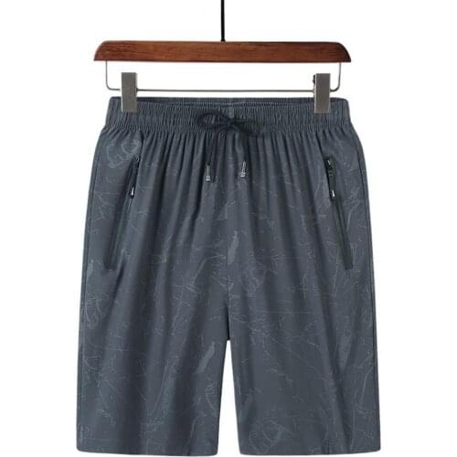 Summer Wide Leg Men Shorts Zipper Pockets Thin Drawstring Elastic Waist Casual Knee Length Beach Shorts Loose Streetwear штаны