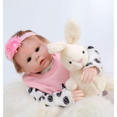Silicone reborn baby dolls girls 45cm pink black clothes vinyl children play house toys bebe Xmas gift boneca Kids Brinquedos
