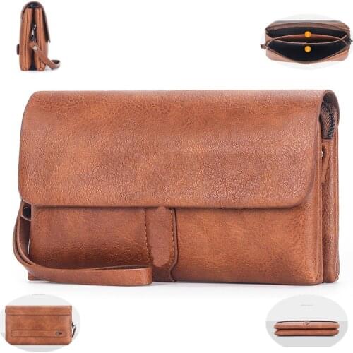 2021 Business Mens Handbag Clutch Bag Soft PU Leather Male Waist Pack Phone Purse Leisure Stylish Hand Wrist Bag Boys Pouch