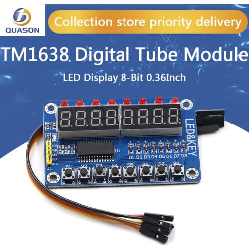 TM1638 LED Display 8-Bit Digital Tube Module AYR 7 Segment 8 Bits 0.36Inch RED TM1638 KEY LED Display Board Panel
