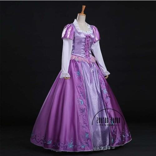 Top Embroidery Cosplay Costume For Adult Princess Rapunzel Costume Dress For Women Halloween Party