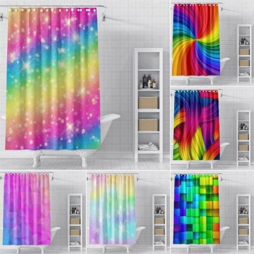 3D Colored Bathroom Curtains Geometric Pattern Shower Curtains For Bathroom Waterproof Mildew Proof Shower Curtain Home Decor