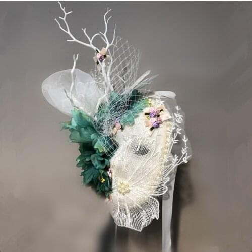 Masquerade Party Mask Flower Pearl Mesh Bar DJ Masked Singer Stage Show Performance Ornament Halloween Cosplay Masks Accessories