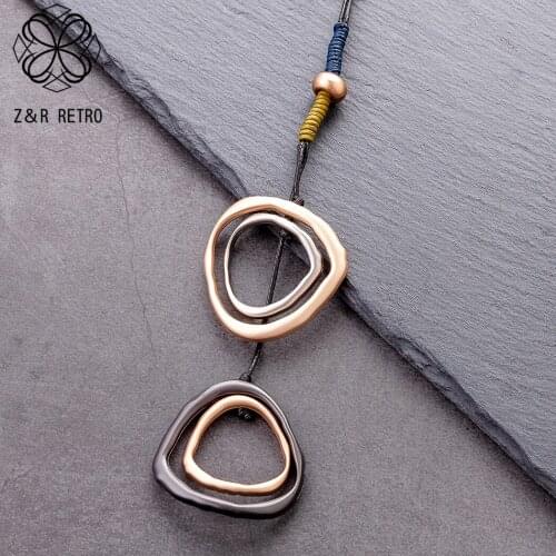 Vintage Geometric Round Necklace Long Fashion Suspension Accessories Chains Statement Jewelry Female Choker Gifts For Women 2021