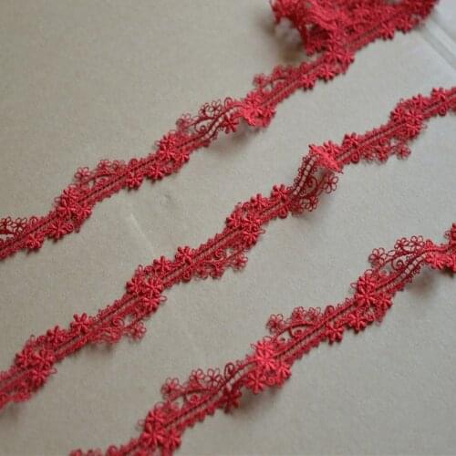 15Yards 2.2cm Width High Quality Red Hollow Flower Leaf Gradient, Braided Trim Guipure Laces Sewing Trimmings For Clothing