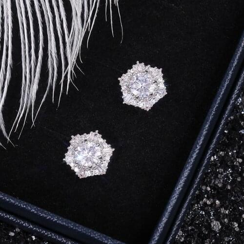 2019 new trendy Six corners 925 sterling silver women earrings party gift jewelry bulk sell moonso