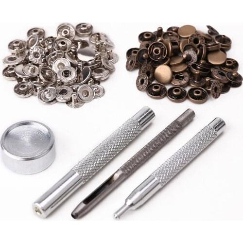 50 set Metal Snap Button Press Fasteners Buttons+Tool To Fix Leather For Leather 655, 831 Button 10mm-15mm Wholesales