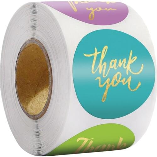 500Pcs Round Labels Kraft Paper Thank You Sticker Dragees Candy Garland Gift Box Cupcake Packaging Christmas Wedding Stickers
