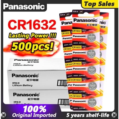 500Pcs Panasonic 100% Original CR1632 Button Cell Battery For Watch Car Remote Key cr 1632 ECR1632 GPCR1632 3v Lithium Battery
