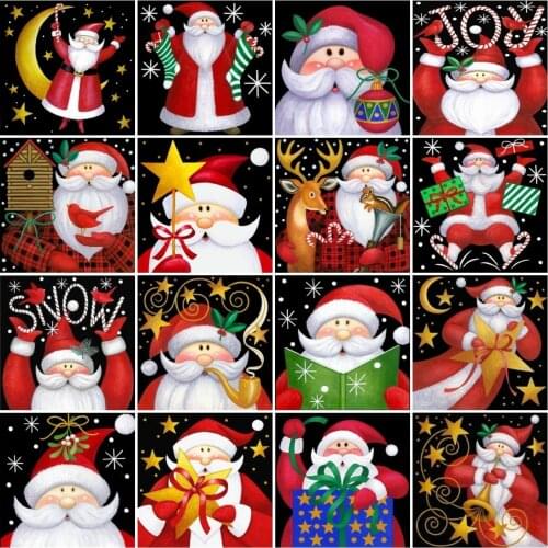 AZQSD 5D Diamond Painting Santa Claus Cross Stitch Needlework Rhinestones Diamond Embroidery Christmas Cartoon Mosaic Home Decor