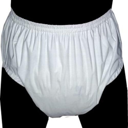 Free Shipping FUUBUU2209-WHITE-L Pull On Incontinence Plastic Pants Adult trousers Minor incontinence ABDL