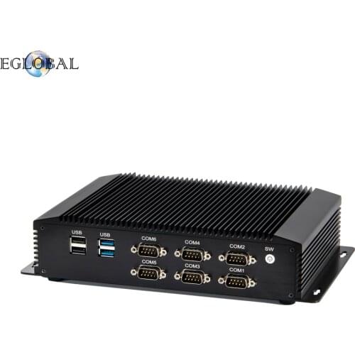Fanless i5 i7 industrial mini pc 2Lan 6COM Win 7/8/10/Linux embedded computer HDMI VGA GPIO support watchdog auto power on