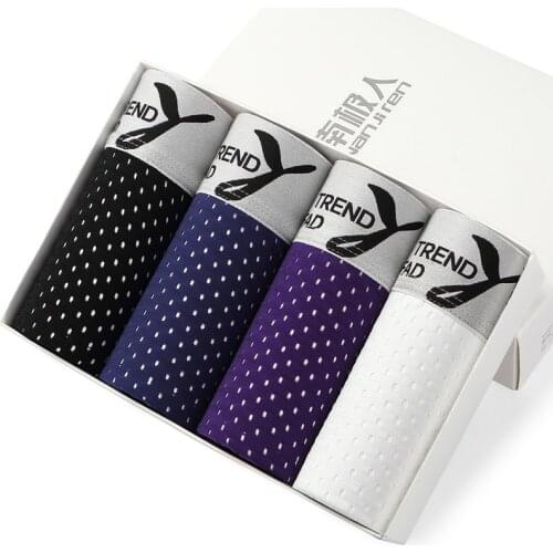 4pcs/lot Top Summer Boxer Ventilation Men Underwear Shorts Ice Silk Modal Mesh Breathable Mesh Panties Man Boys Boxer Shorts