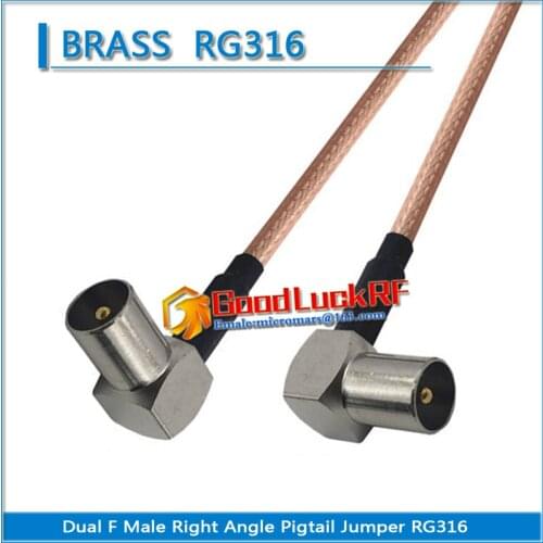Dual IEC Male Right Angle to IEC Male 90 Degree Plug Pigtail Jumper RG316 extend Cable Type L 50 ohm Low Loss High-quality