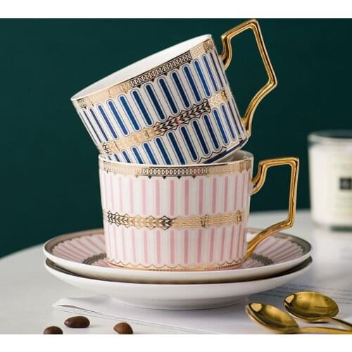 Phnom Penh Ceramic Coffee Cups and Saucers Set European-Style Afternoon Tea Set Coffee Set Light Luxury Household Flower Tea Cup