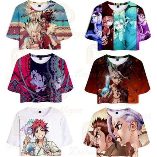 Comic Dr.STONE Summer Tshirt Harajuku Sexy Crop Top Women Funny for Pretty Girls Short T- Shirt Female Tops