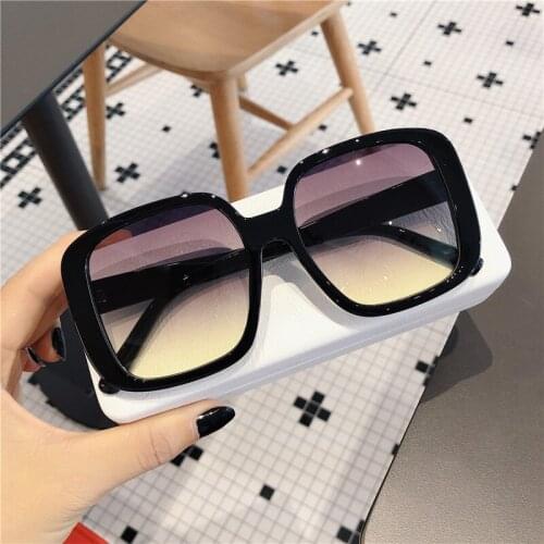 Korean version gradient glasses black frame sunglasses female big frame square big face sunglasses wholesale sunglasses women