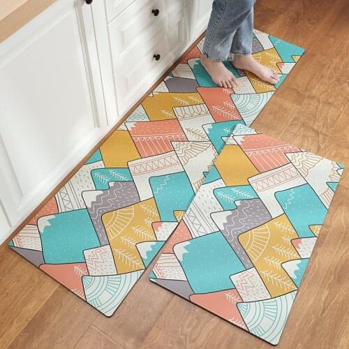 Nordic style Xiangyun Kitchen leather floor mat Non-slip oil-proof Stain resistant Home No wash Long kitchen carpet pvc foot pad
