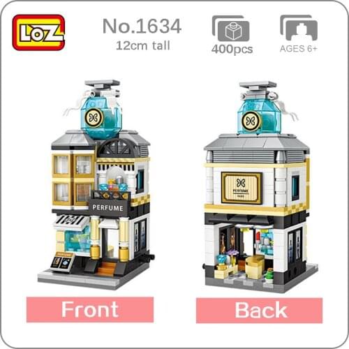 LOZ 1634 City Street Profumeria Perfume Store Shop Architecture 3D Model DIY Mini Blocks Bricks Building Toy for Children no Box