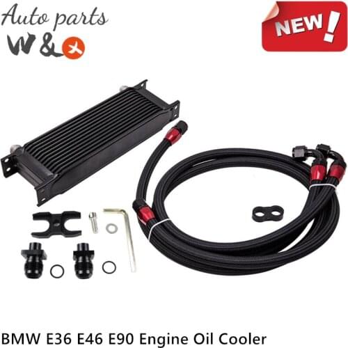 For BMW E36 E46 E90 325i 328i Oil Cooler Aluminum Engine Oil Oil Radiator Universal 10-AN 13 Rows OC-UOL13-6BK