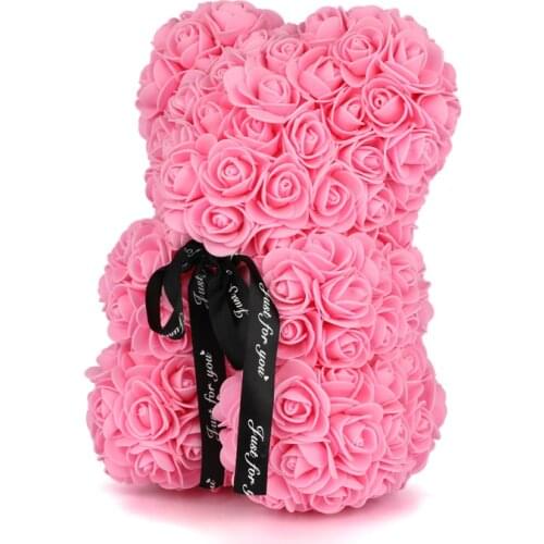 Valentines Day Bear 25cm Pink Rose Teddy In Gift Box